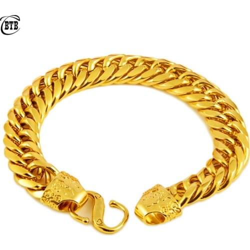 Gold Fortune Mens Bracelet Atmospheric Width 12mm Snake Bone Luxury Bracelet Party Fashion Jewelry Never Fading Wholesale