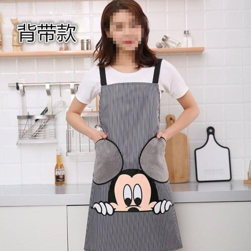 Disneys New Mickey Fashion Waterproof and Oil-proof Hand Wiper Strap Halter Apron for Men and Women Kitchen Adjustable Apron