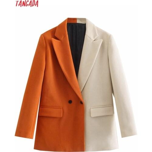 Tangada Women Thick Warm Woolen Blazer Female Long Sleeve Elegant Jacket Ladies Work Wear Blazer Formal Suits 8Y166