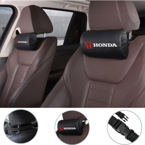 2pcs Car Seat Headrest Neck Support Pillow Leather Accessories For Honda Civic Accord Fit City Vezel CRV Odyssey Pilot Jazz HRV
