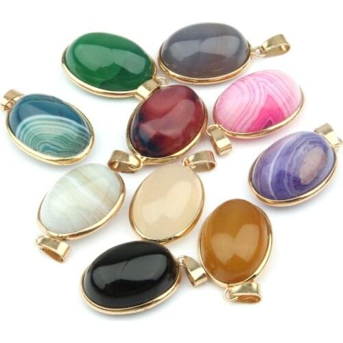 Natural Stone Striped agates Pendant Oval Shape Pendants for Jewelry Making DIY Necklace Accessories Size 3.7*2*1.2 cm
