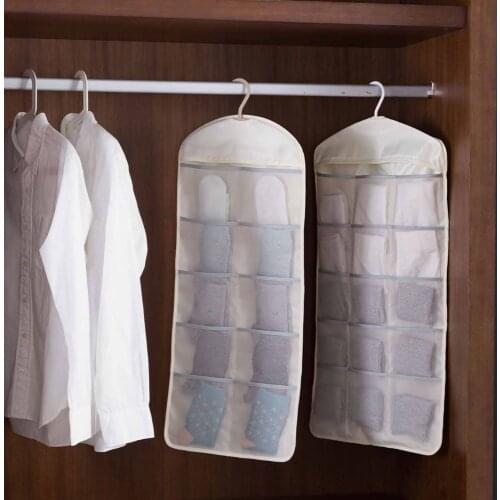 OTHERHOUSE Closet Organizer Wardrobe Hanging Bag Clothing Hanger Underwear Socks Storage Bag Pouch Hanging Organizer Two Side