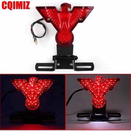 Retro LED Motorcycle Tail Light With Eagle Style License Plate Bracket Mounting For Chopper Bobber Custom