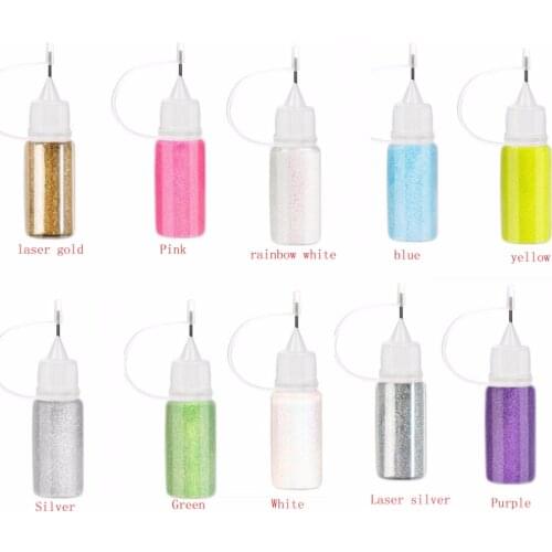 Luxury 10Bottle/Set (0.2mm) Mix Color Set Nail Art Glitter Powder Dust For UV GEL Acrylic Decoration Tips 10ML