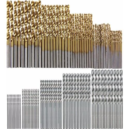 50/100Pcs 1/1.5/2/2.5/3mm Round Handle HSS Twist Drill Woodworking Drill Bit Set Tools