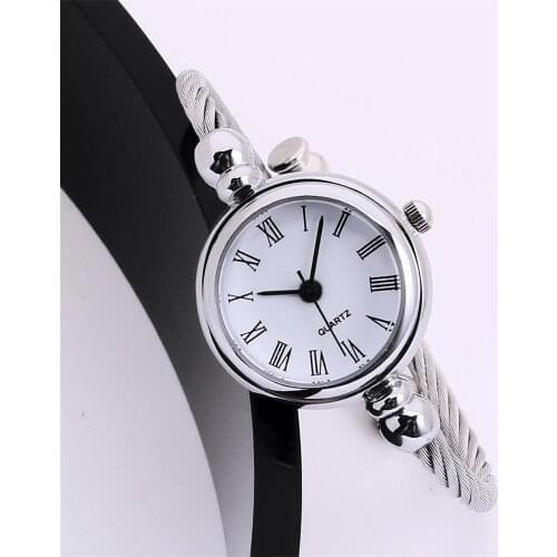 Glass Mirror Bracelet Watch Girl Circular Analog Quartz Watch