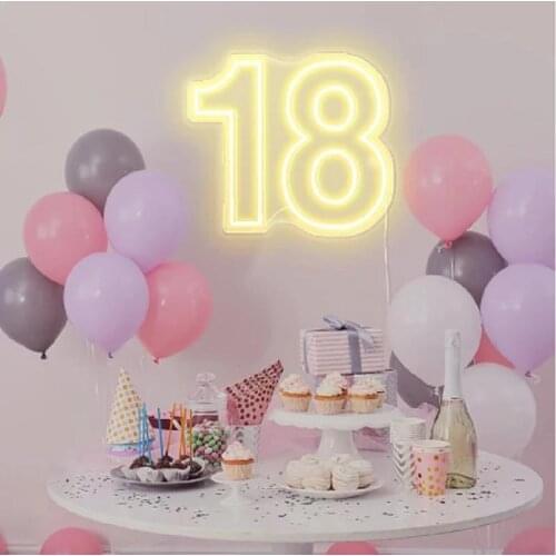 Custom led 18 Eighteen flexible Neon Light Sign Home Bar Wall Bedroom Decoration Happy Birthday Party Decorative Cool Neons Lamp