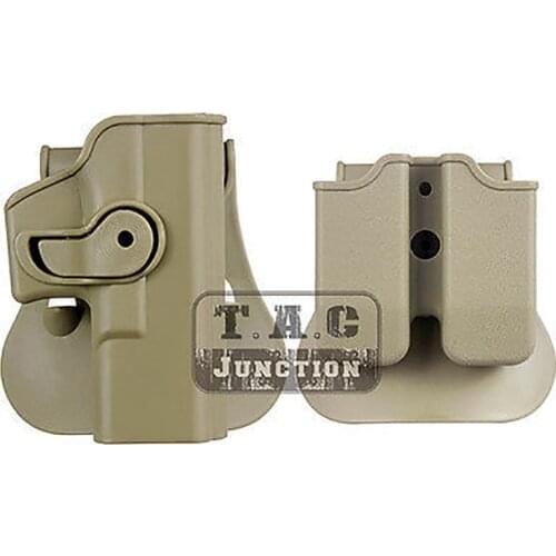 Tactical G17 Right Hand Retention Rotate Holster + Magazine Pouch Set For Glock 17 19 22 23 25 28 31 32 34 For Shooting Hunting