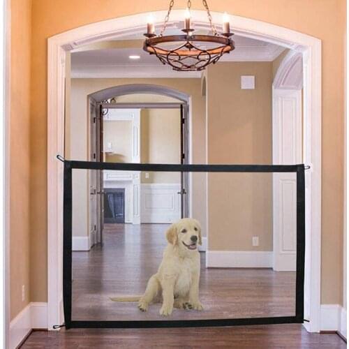 Magic Gate for Dogs Pet Fences Portable Folding Safe Guard Indoor and Outdoor Portable Folding Mesh Pet Gate For Cat