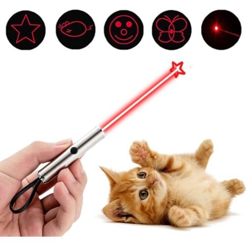 Funny pet LED laser with pattern pet cat red laser pointer funny cat stick funny pet interactive supplies adult play cat toy