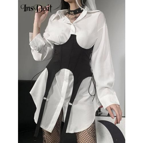InsDoit Gothic Clothes Punk Black Sexy Underbust Goth Corset Bandage Cummerbund Women Streetwear Bandage Fashion Waist Shaper