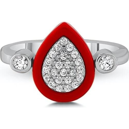 Drop Model Women Ring, Silver Red Stone Women Ring, Women Multi Stone Jewelry, Solid 925 Sterling Silver, Wedding EngagementGift