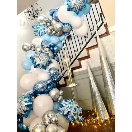 116pcs Snowflake Balloon Garland Arch kit Boy Girl Birthday Party Balloons Ice Snow Queen Metal Balloon Baby Shower Decorations
