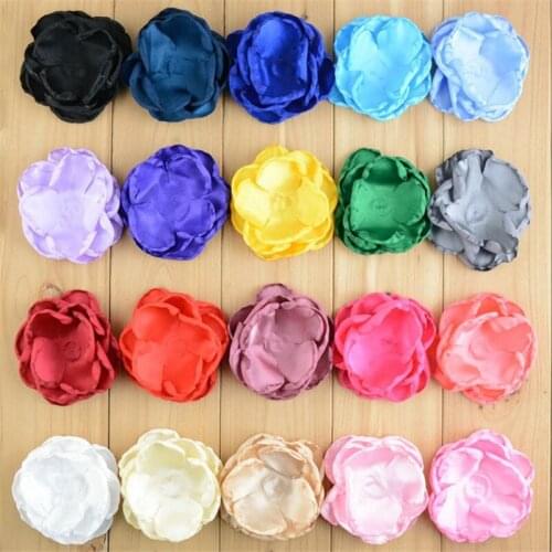 20pcs/lot 19 Color U Pick 3.54 Inch 4 Layers Burned Satin Fabric Flowers DIY Bridal Bouquet Craft Accessories MH90