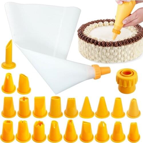 23 Pcs/set Cookie Puff Decorating Mouth Food Grade PP/EVA Skill Icing Pipe Cream Pastry Bag Nozzle Group Baking Decoration Tool