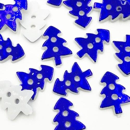 50PCS 17x13MM Navy Christmas Tree 2 Holes Plastic Buttons Childrens Apparel Sewing Accessories DIY Scrapbooking Crafts PT335