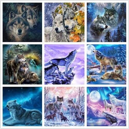 Diamond Painting Animal Wolf Full 5D DIY Square&Round Diamond Embroidery Mosaic Cross Stitch Home Decor Hanging Painting