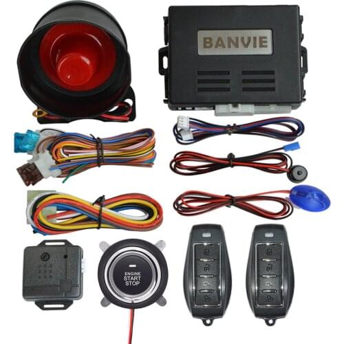 1 Way Car alarm system with remote engine start and push start stop button