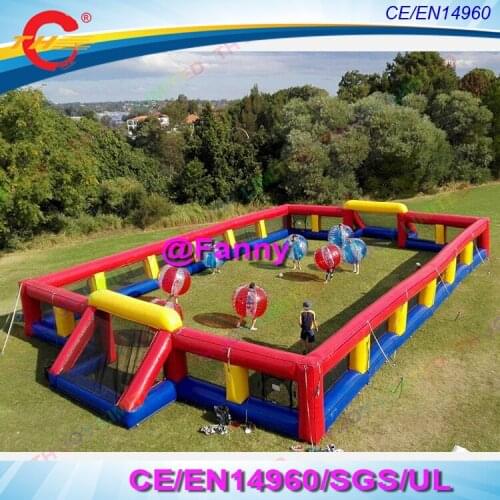 Free air ship to door, 20x10m football field inflatable soccer ball field sport arena + 8pcs adults 1.5m bubble bumper ball