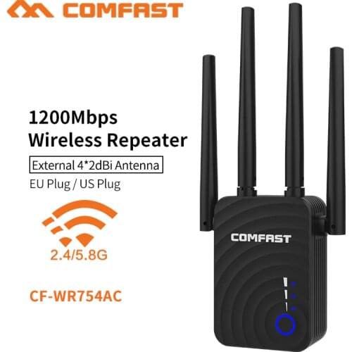Comfast mini wireless WiFi repeater home use high speed 1200mbps 4*2dbi Antenna WiFi Range Extender Amplifier Booster CF-WR754AC