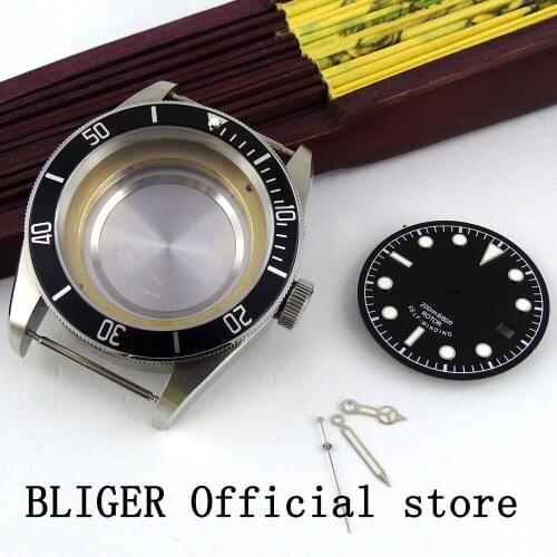 Sapphire Glass 41mm Stainless Steel Black Bezel Watch Case+Dial+Hands Fit For Miyota 8215 8205 Automatic Movement C45