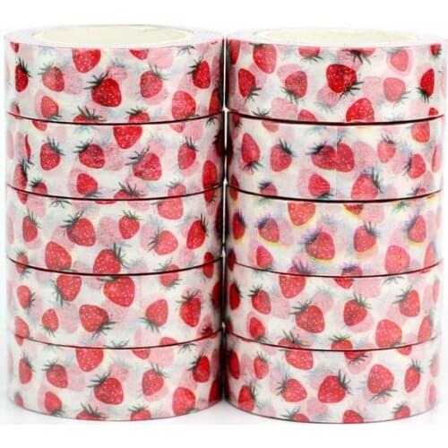 Wholesale 10pcs/lot Decor Cute Strawberry Fruit Washi Tapes DIY Scrapbooking Planner Adhesive Masking Tapes Kawaii Stationery