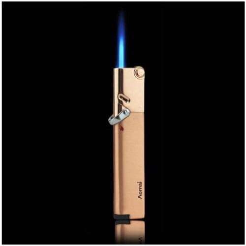 Long slim wheel grinding direct fire lighter can set personality advertisement gas inflatable portable