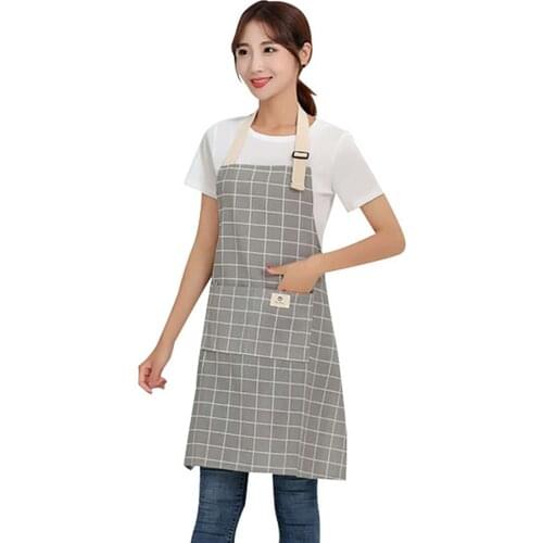 Fashion Plaid Apron Kitchen Apron Restaurant Grid Bib Dress Men Women Sleeveless Pinafore Kitchen Accessory Home Cleaning Tools