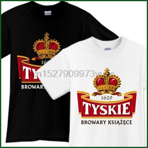 TYSKIE Beer T-Shirt Brewery Ale Promo Black White TShirt Tee Size S M L XL 2XL