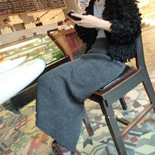 Hot Sale Knitted Long Skirt Womens Sexy Chic Pencil Skirts Summer Autumn Package Hip Elastic Split Skirts Faldas Mujer One Size