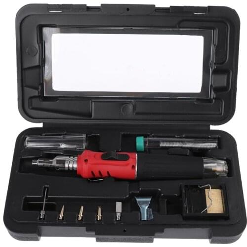HS-1115K 10in1 Professional Butane Gas Soldering Iron Set 26ml Welding Kit Torch