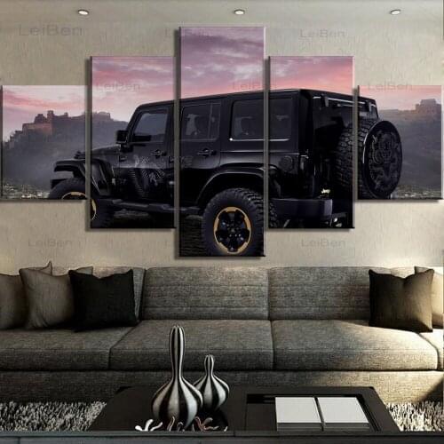 Five-Piece Hd Car Cardross Landscape Garden Art Canvas Painting Modern Home Living Room Background Board Wall Poster and Picture
