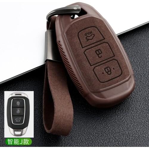 TPU Leather Keychain For Hyundai Lafesta Ix35 Solaries Elantra Ig Accent Santa Fe 2017 2018 Car key Shell case 2017-2019 Fob