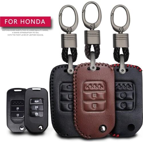 KUKAKEY Car Accessories Key Cover Case For Honda Civic Accord City Fit Accessories CRV 3 Hand-woven Smoky Grey Metal Keyring