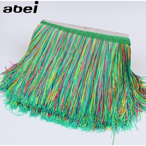 1Yard 20cm Wide Rainbow Color Tassel Lace Trims Fringe Ribbon for Hawaii Drance Dress Wedding Party Suits Diy Clothes Fabric