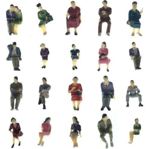 20pcs Model Railway O Scale Seated Figure 1:43 Painted Sitting People For Building Park Layout