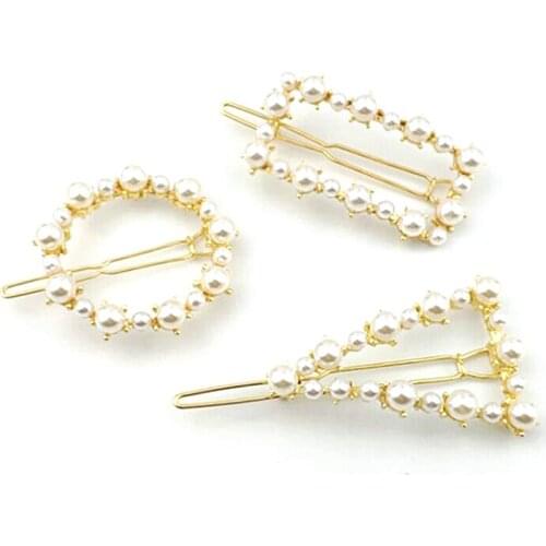 Fashion Pearl Hair Clip For Women Elegant Korean Barrette Geometric Hollow Hairpins Hairpin Hair Styling Accessories Hair Pins