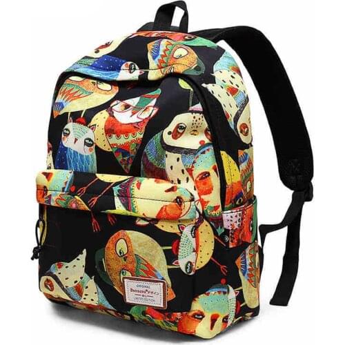 Fashion Owl printing women backpack youth korean style large capacity laptop backpack school bags for teenager girls travel bag