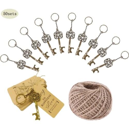 Small gifts for guests, European and American retro wedding decoration pendants, creative key accessories, beer bottle opener