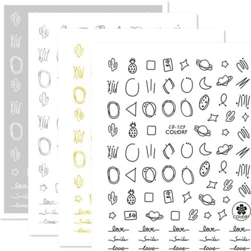 Newest CB-129 circle design 3d nail sticker decal back glue DIY decoration for nail accessory