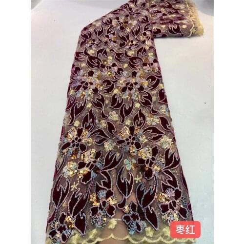 New Arrival Sequins Tulle Lace Fabric High Quality Velvet Embroidered Mesh Lace Fabric For Wedding Party Fabric NI4989 -2