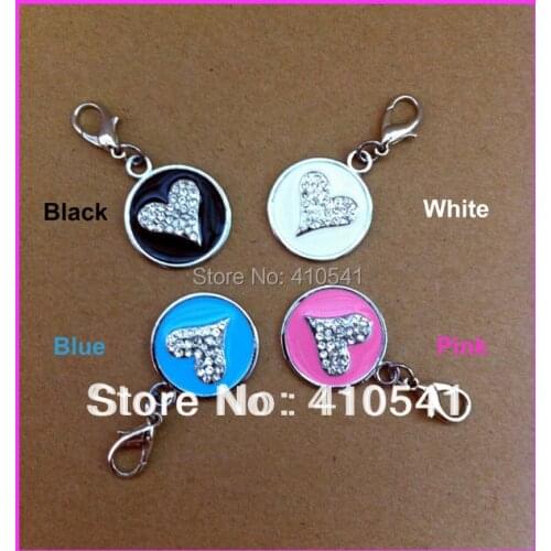 New Arrival Product For Animal MIx Colors 26*2.0MM Heart Rhinestone Pet Tags Zinc Alloy Dog Cat Tags Pet ID Tags Free Shipping