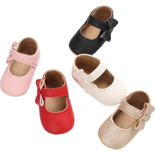 0-12 M Toddler Baby Girl Bowknow PU Crib Shoes Soft Sole Princess Mary Jane Flats With Non-Slip Bottom Soft Comfortable Foot Bed