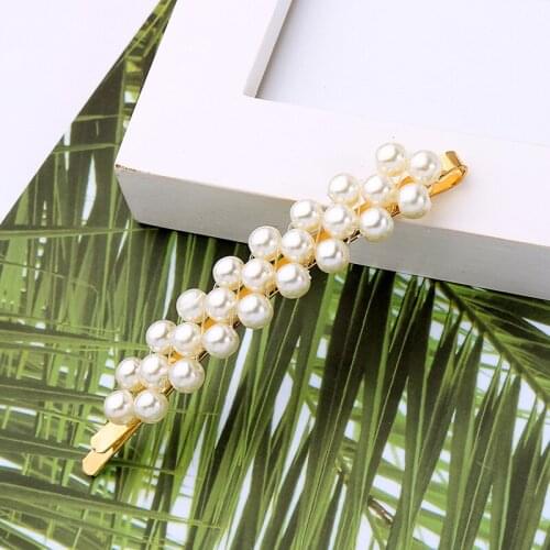 Bulk Price Elegant Simulated Pearl Barrettes Headwear Ins Style Womens Hairwear For Female Gift Accessories