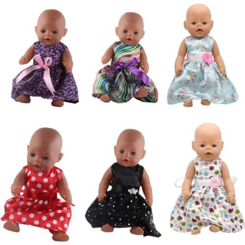 Luckdoll Style Print Dress with Bow Belt for 43-Inch American Doll, Best Holiday Gift for Children