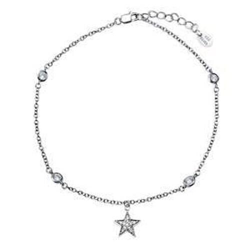 2017 Chrsitmas gift cz station silver plated chain micro pave cz star charm silver chain girl bracelet