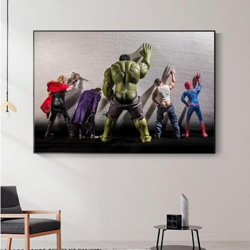 Marvel Avengers Movie Canvas Painting Posters and Superheros Hulk Thor In Toilet Poster Wall Art Home for Living Room Decoration