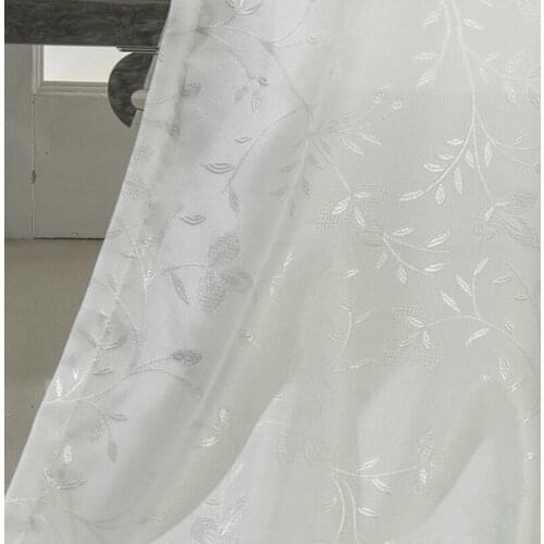 Curtains for Living Room Simple and Pure White Jacquard Transparent and Opaque Gauze Balcony Shade Tulle Dining Room Bedroom