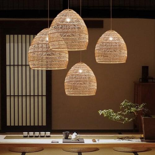 Modern Rattan Lamp E27 Simplicity Pendant Light Vintage Hanging Lamp Living Room Dining Room Home Decor Cafe Restaurant Hanglamp