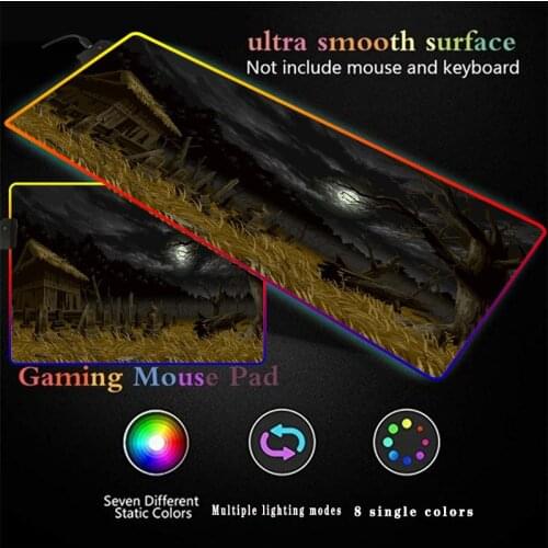 Art Pastoral Scenery Night RGB Gaming Glow Mouse Pad Gamer Large Mouse Mat Big Computer Mousepad Led Backlight Keyboard Desk Mat